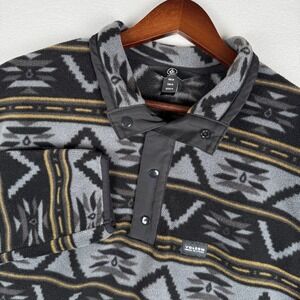 Volcom Switch Case Sweater Mens Medium 1/4 Snap Mock Neck Fleece Aztec Western